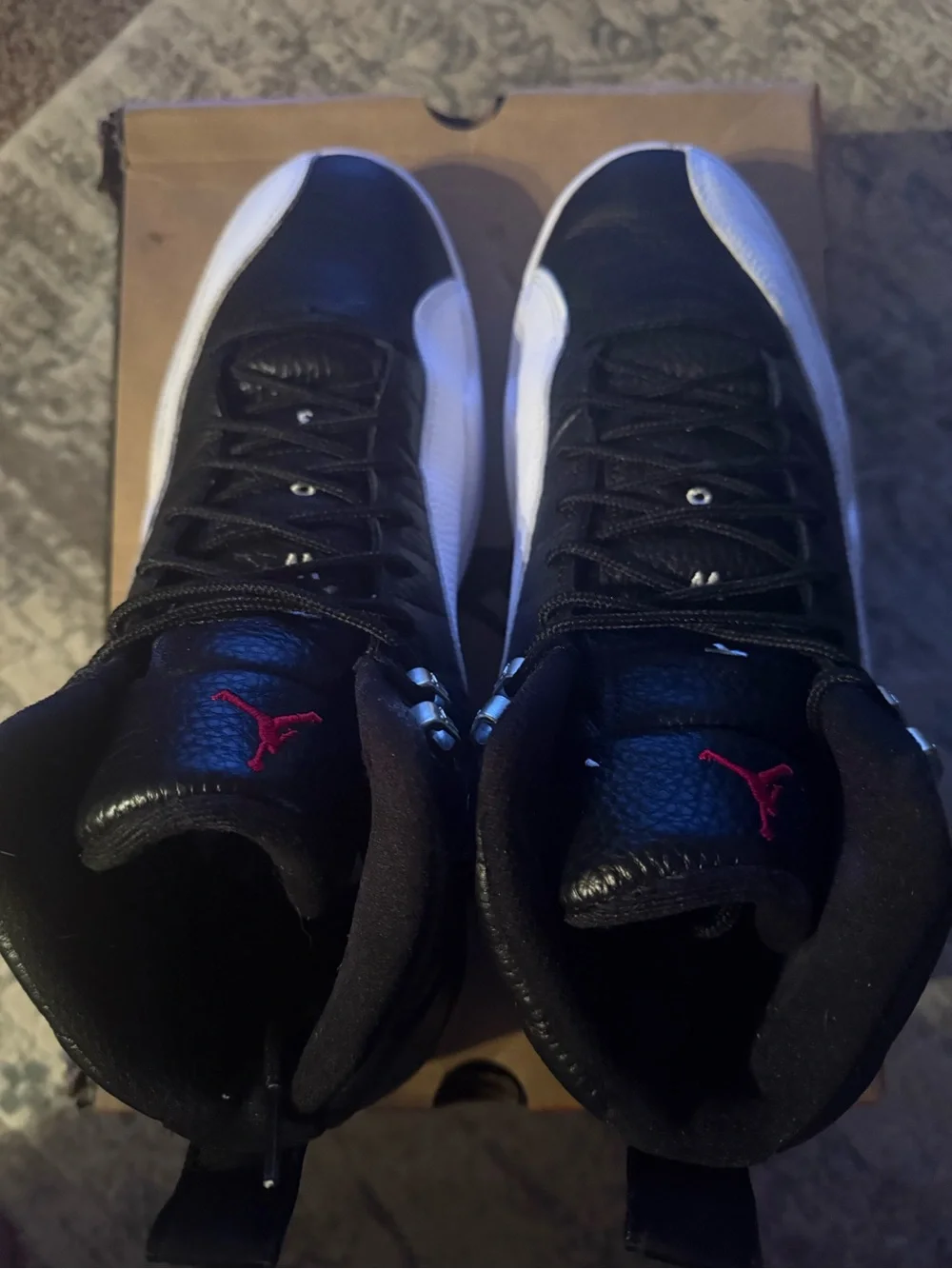 Jordan 12 Retro Playoffs - Black and White Retro High-Top Basketball Sneakers